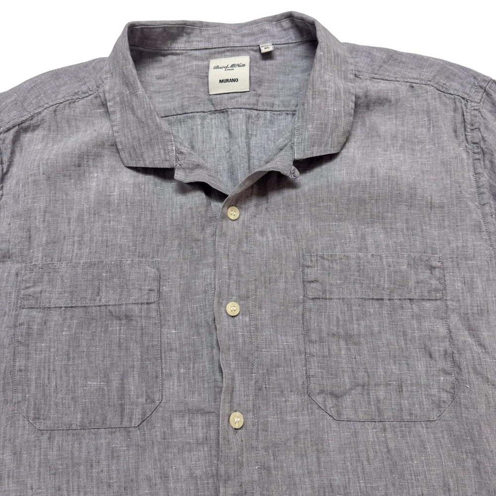 Murano Shirt Mens XL Blue Linen Short Sleeve Button Up Camp Casual Summer Beach
